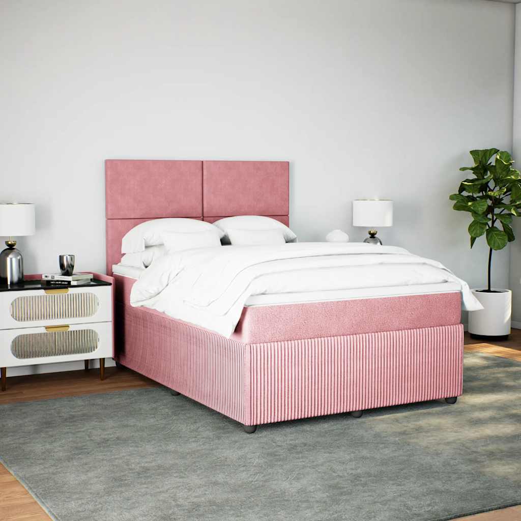 Cama com molas/colchão 140x190 cm veludo rosa