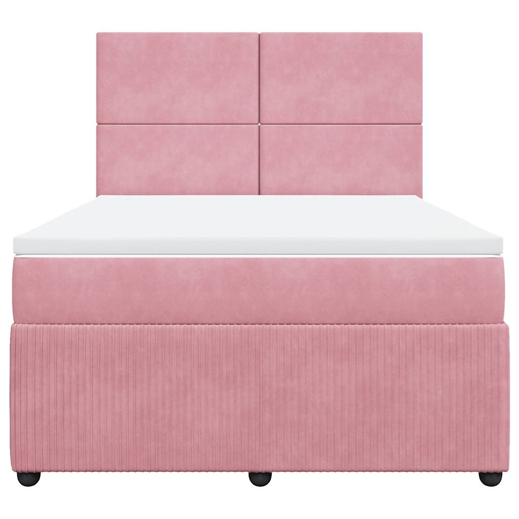 Cama com molas/colchão 140x190 cm veludo rosa