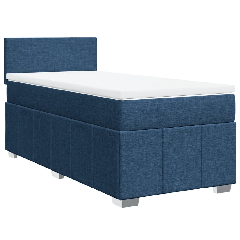 Cama com molas/colchão 100x200 cm tecido azul