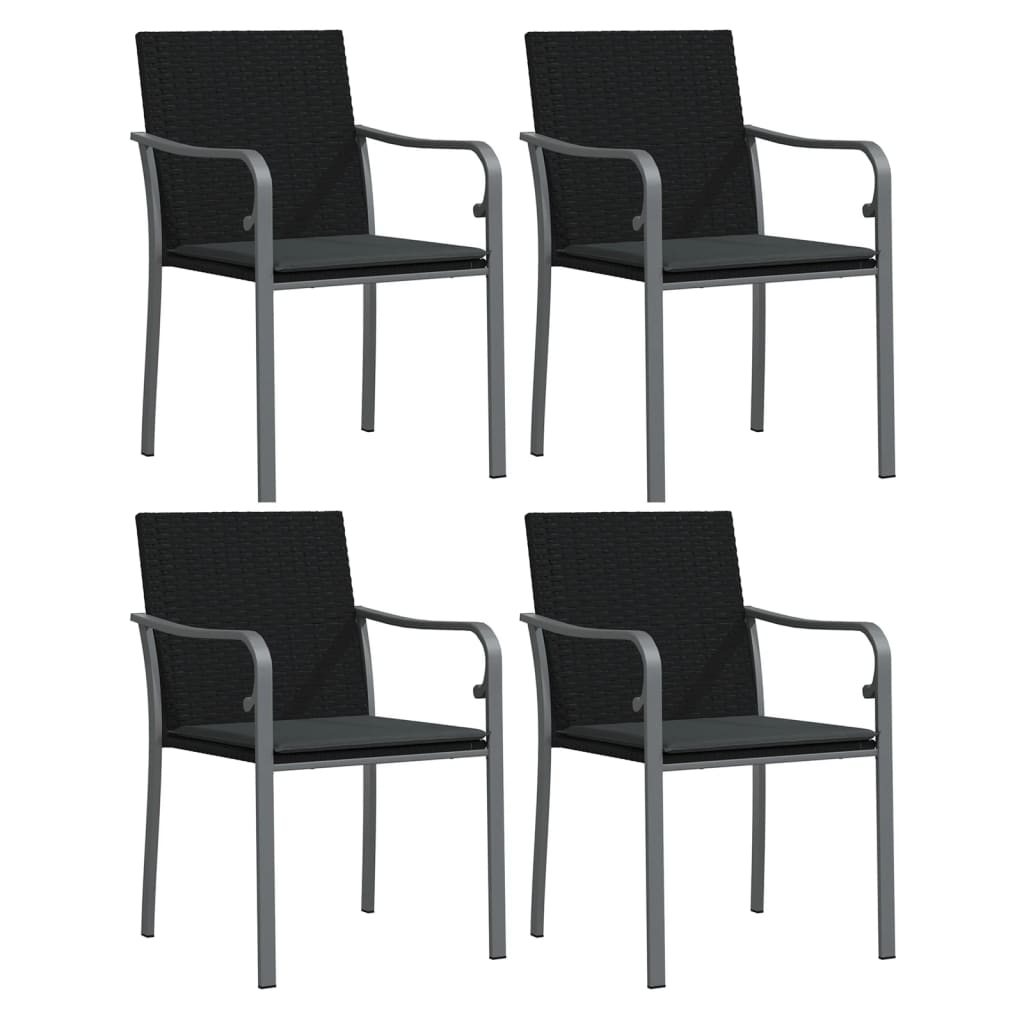 5 Pcs conjunto de jantar p/ jardim c/ almofadões vime PE e aço