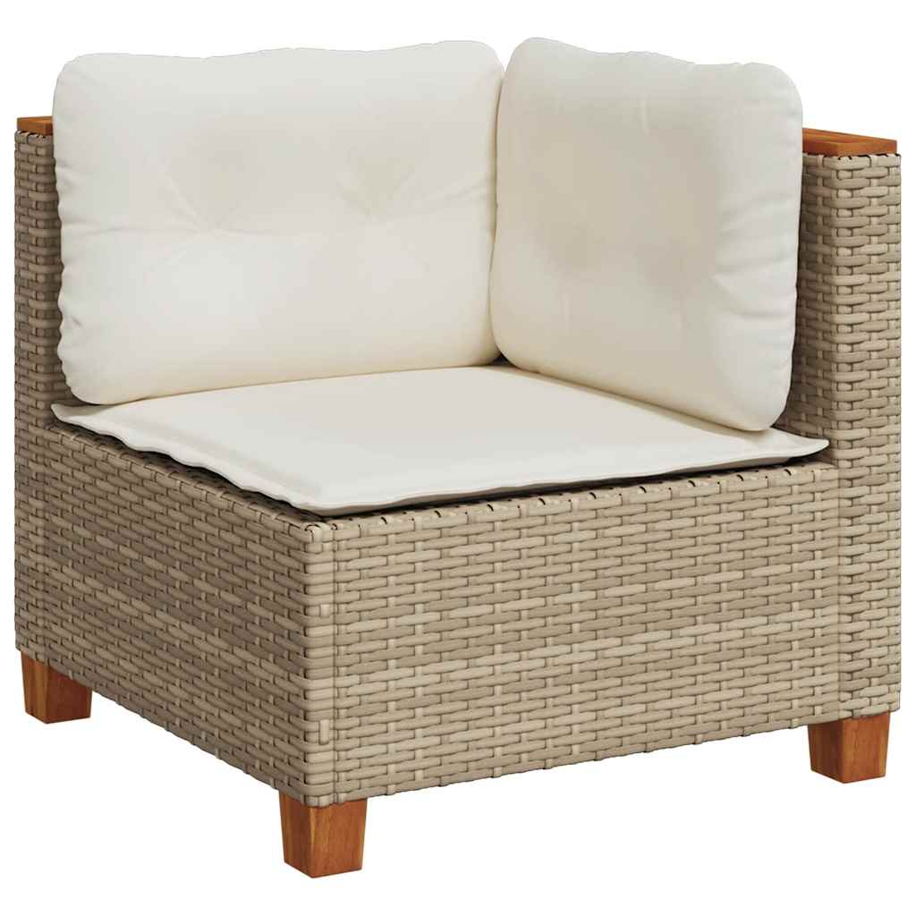 11 Pcs conjunto sofás de jardim c/ almofadões vime PE bege
