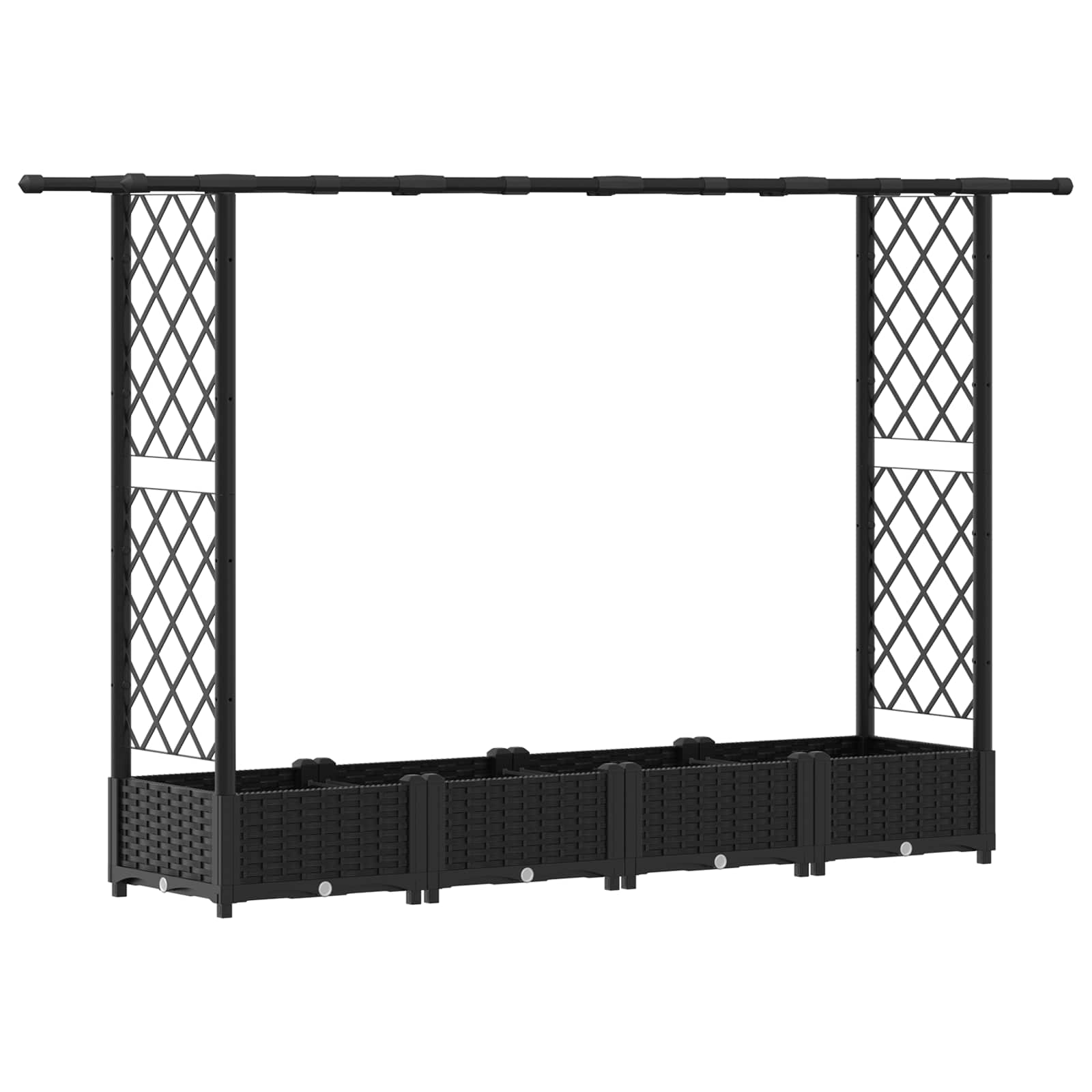 Cama elevada com treliça e telhado preto 203 x 40 x 121 cm PP