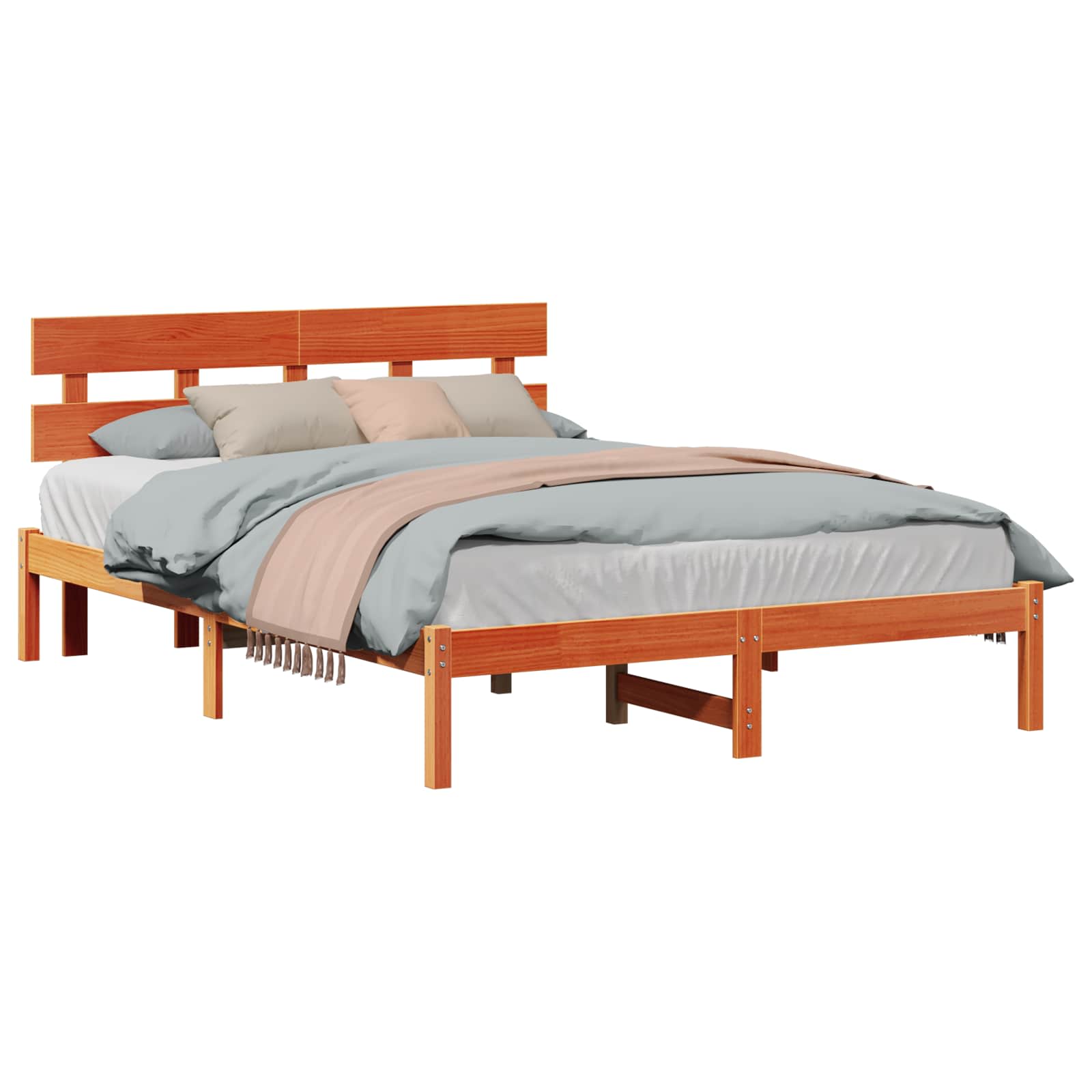 Estrutura da cama castanho 160 x 200 cm madeira de pinho maciça