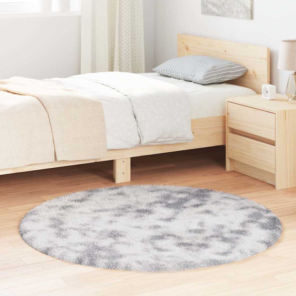 Tapete shaggy de pelo alto navarra 120x120cm cinzento prateado