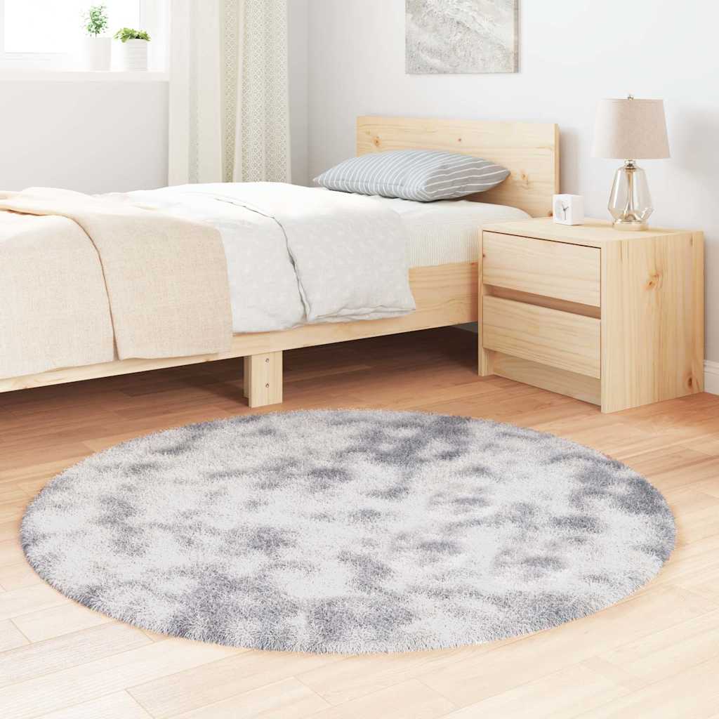 Tapete shaggy de pelo alto navarra 120x120cm cinzento prateado