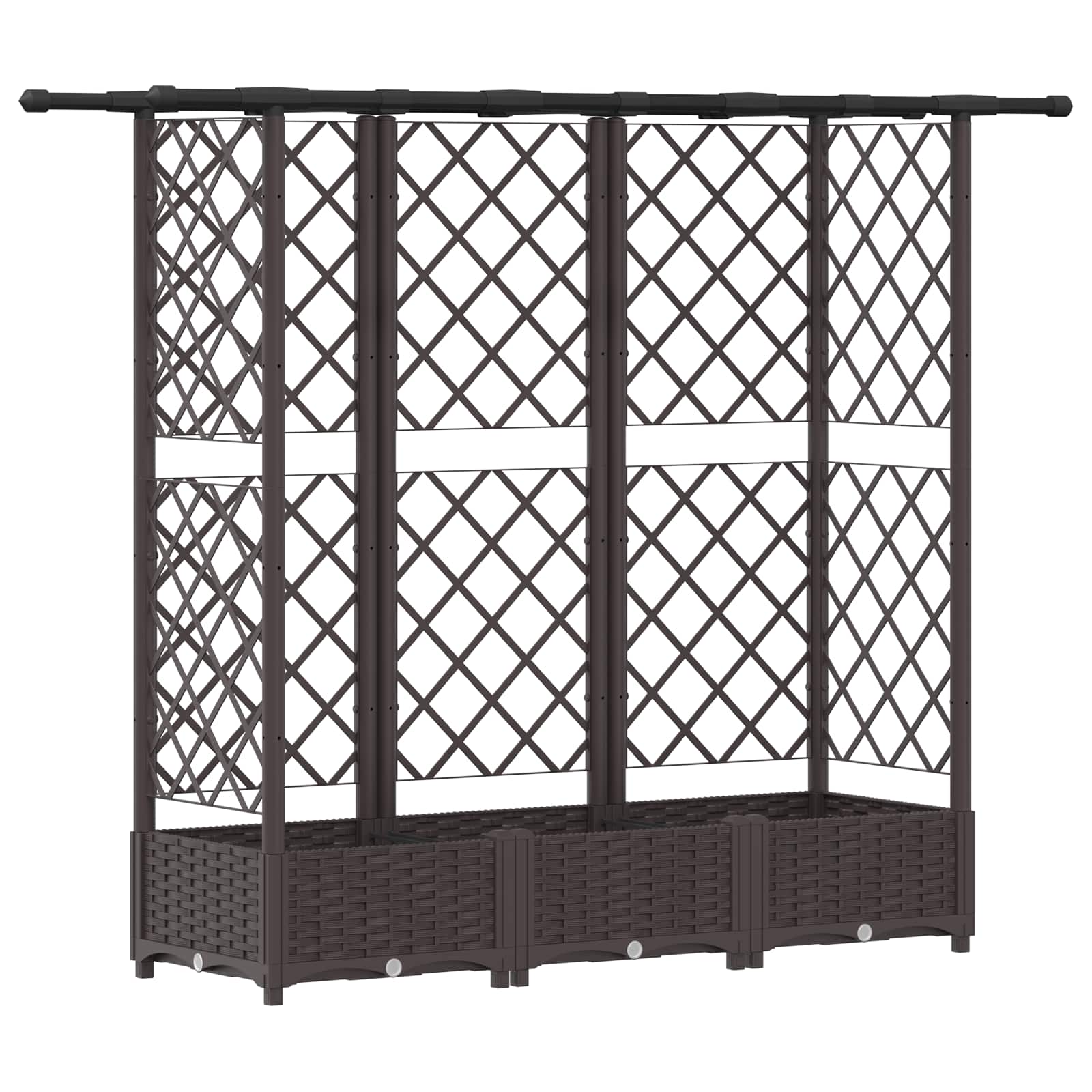 Cama elevada com treliça e telhado castanho 164 x 40 x 121 cm