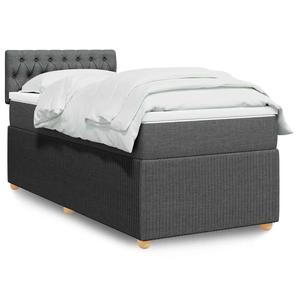 Cama com molas/colchão 90x190 cm tecido cinza-escuro