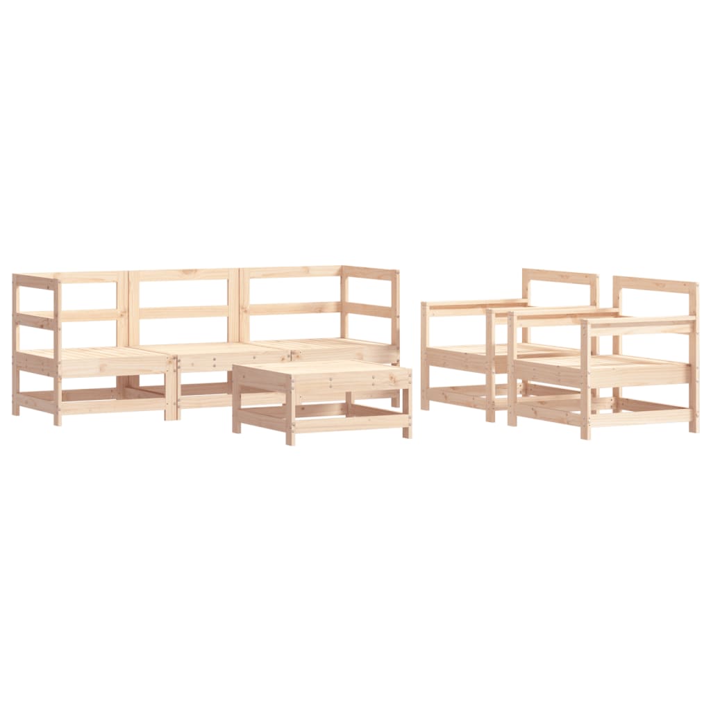 6 Pcs conjunto lounge jardim c/ almofadões madeira maciça