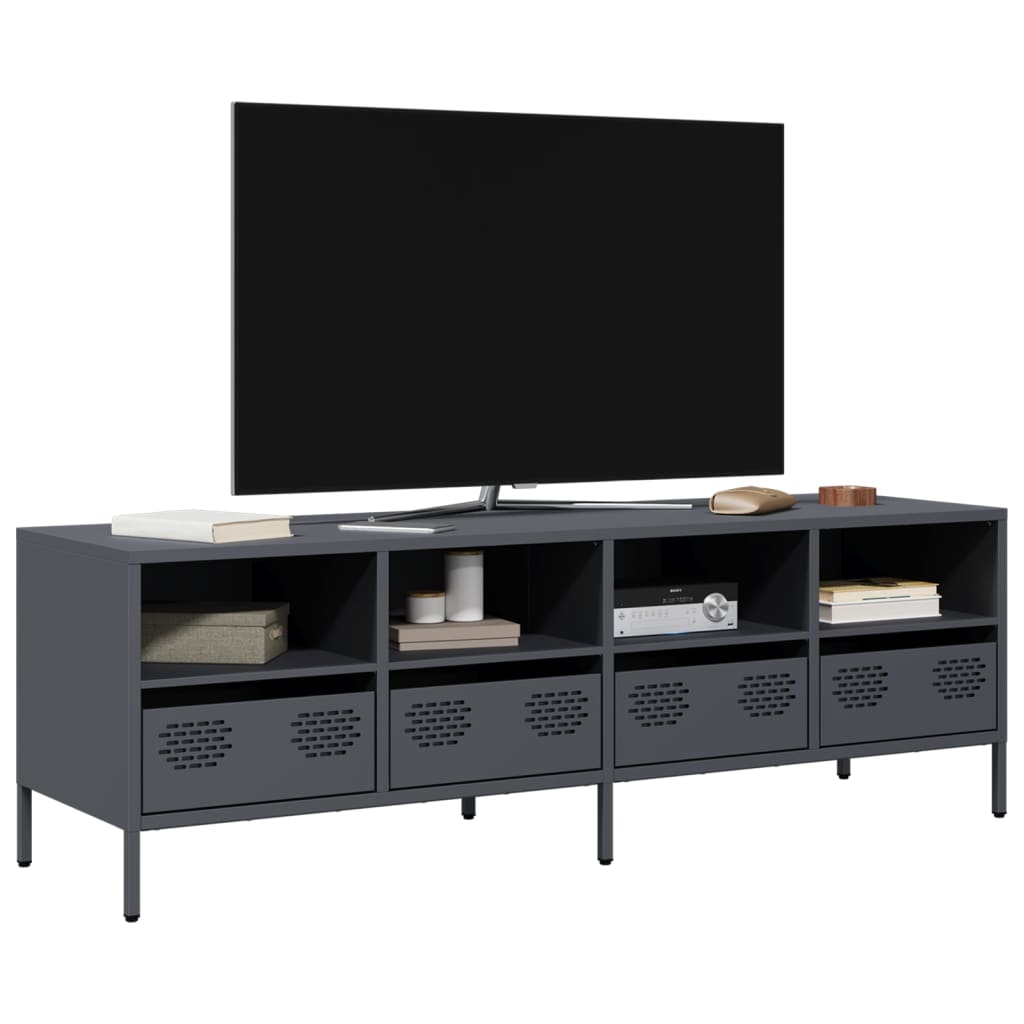 Móvel de TV 135x39x43,5 cm aço laminado a frio antracite