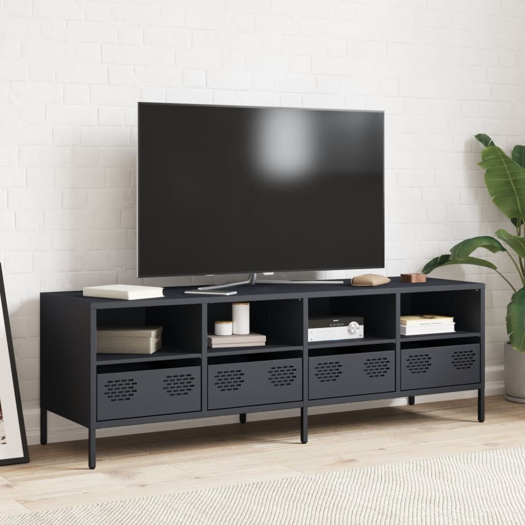 Móvel de TV 135x39x43,5 cm aço laminado a frio antracite