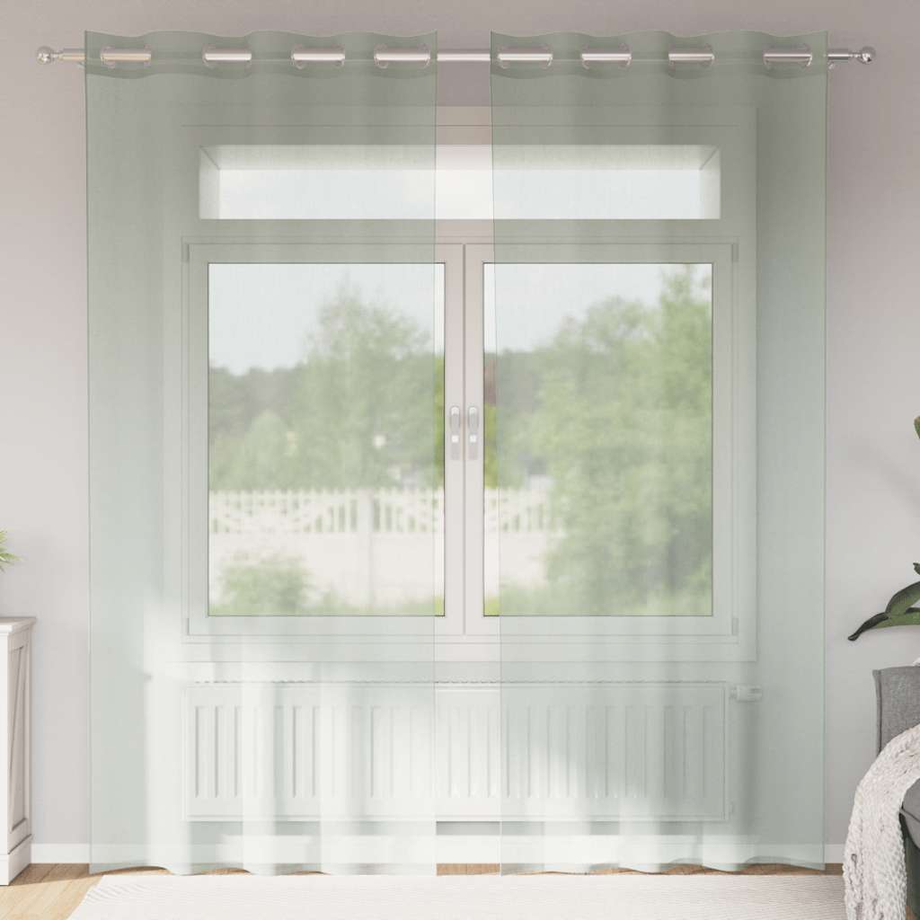Cortinas de voile com ilhós 2 pcs cinzento-claro 140x225 cm