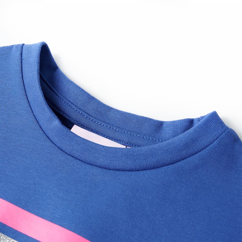 Vestido de criança com cordão azul-cobalto 116