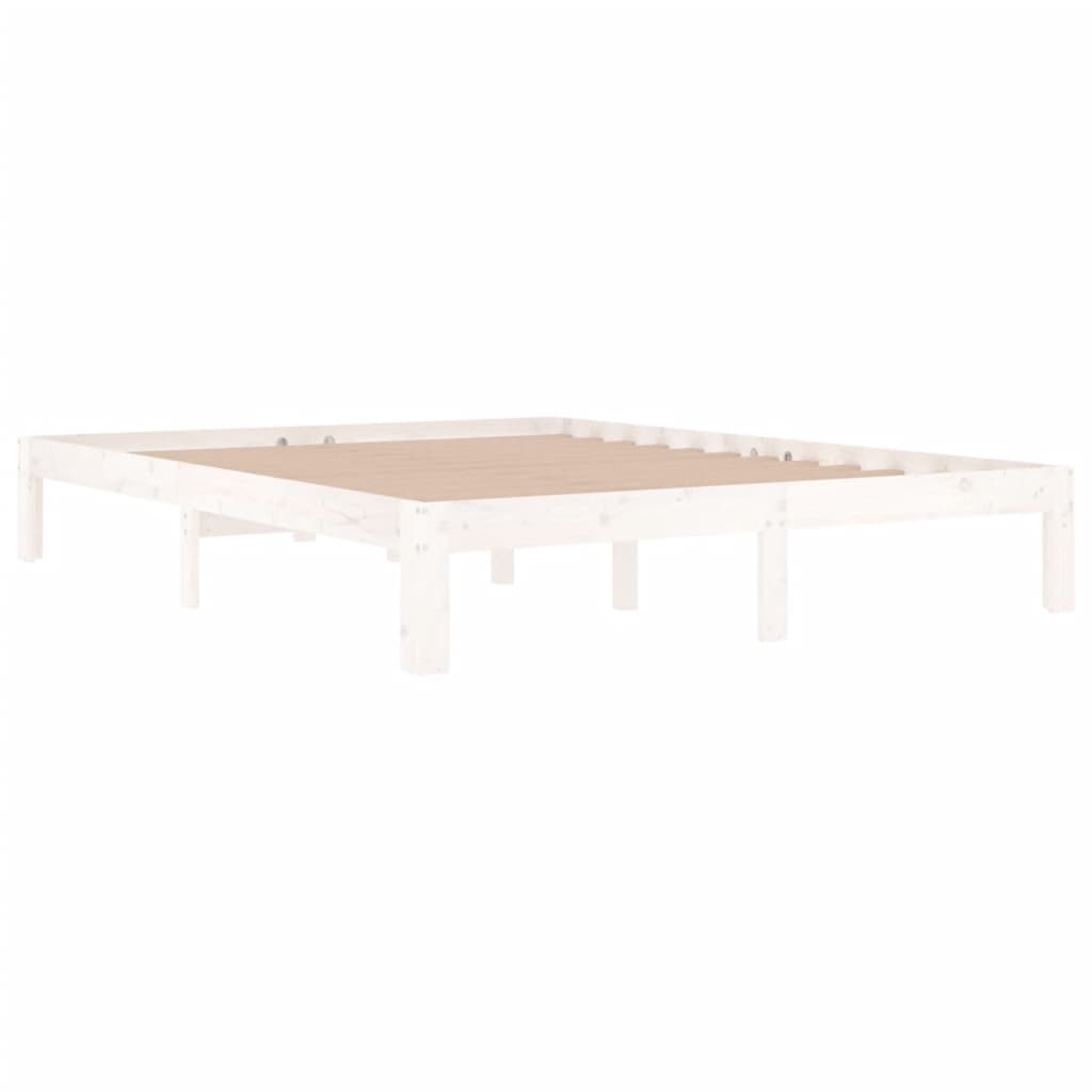 Estrutura de cama king 150x200 cm madeira maciça branco