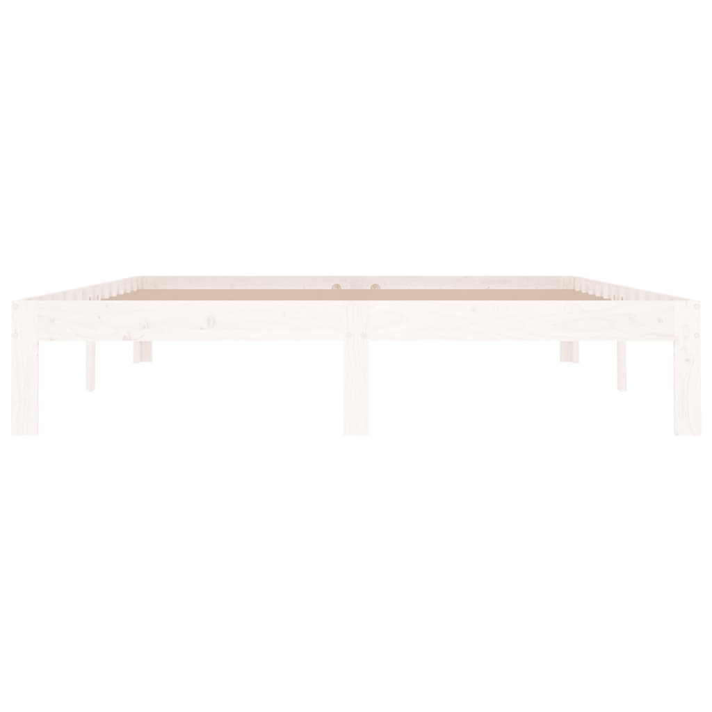Estrutura de cama king 150x200 cm madeira maciça branco