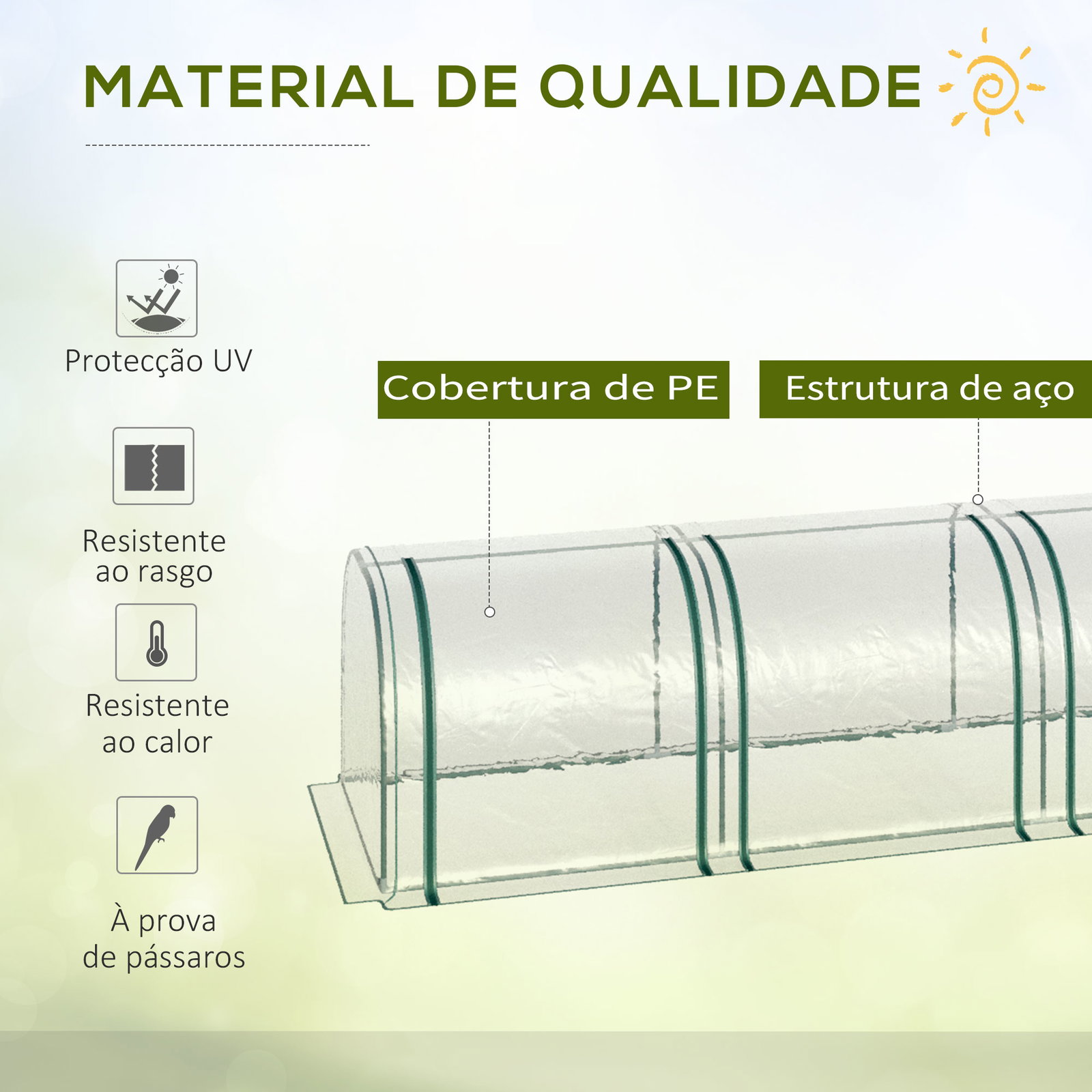 Estufa para jardim estufa pequena para cultivo de plantas com 3 janelas 295x100x80 cm 3 transparente e verde