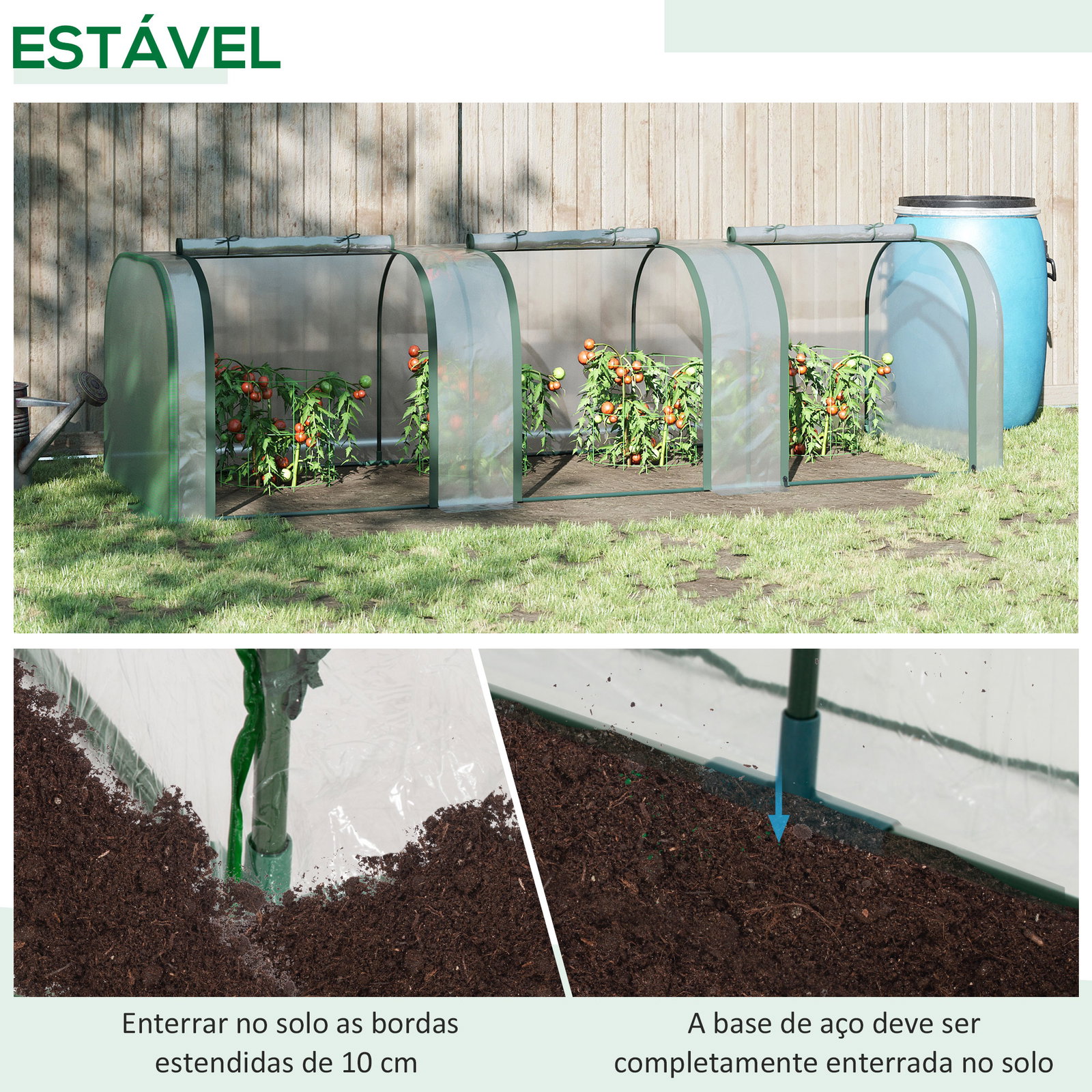 Estufa para jardim estufa pequena para cultivo de plantas com 3 janelas 295x100x80 cm 3 transparente e verde
