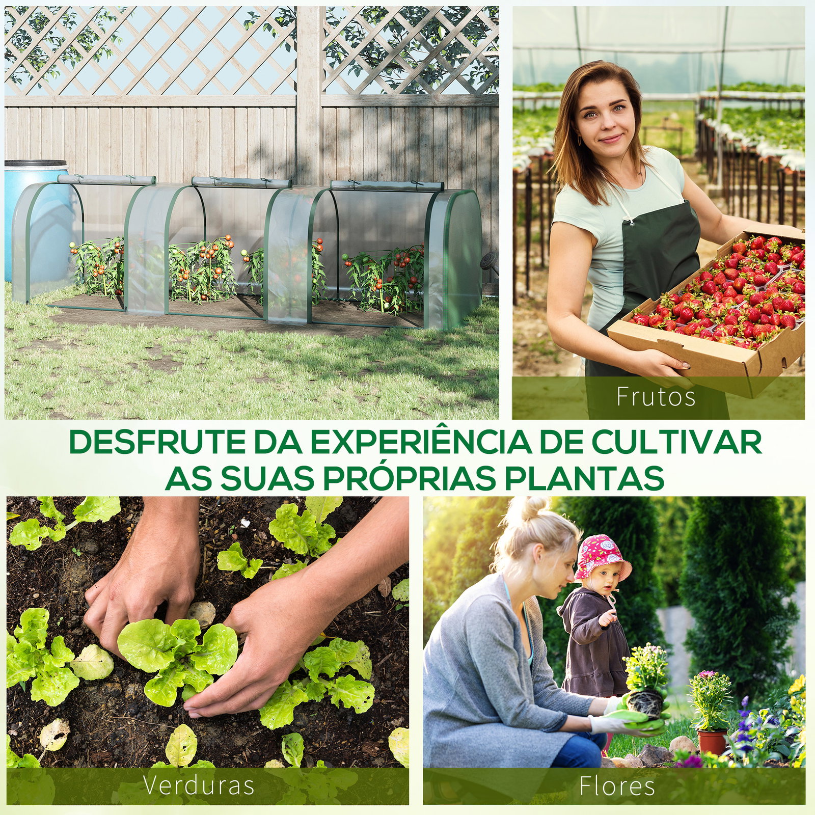 Estufa para jardim estufa pequena para cultivo de plantas com 3 janelas 295x100x80 cm 3 transparente e verde