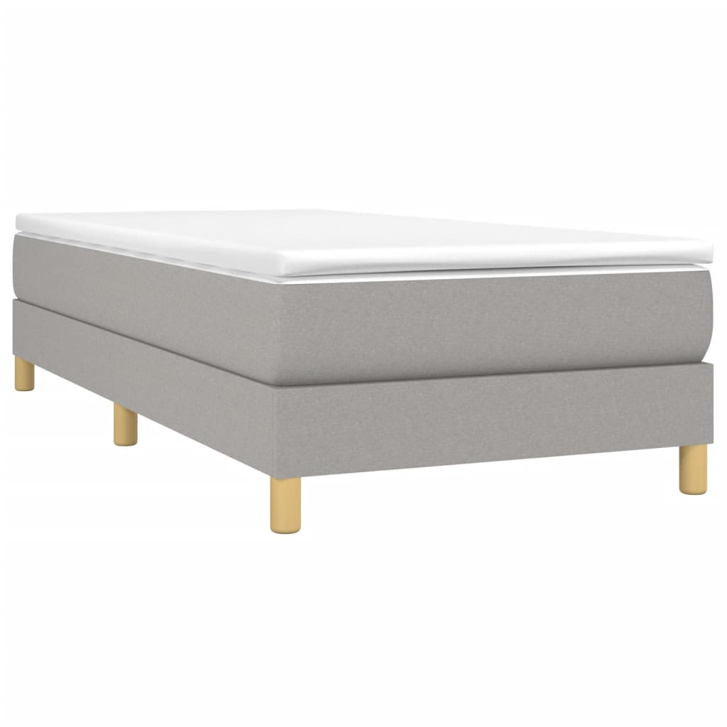 Estrutura de cama com molas 100x200 cm tecido cinzento-claro