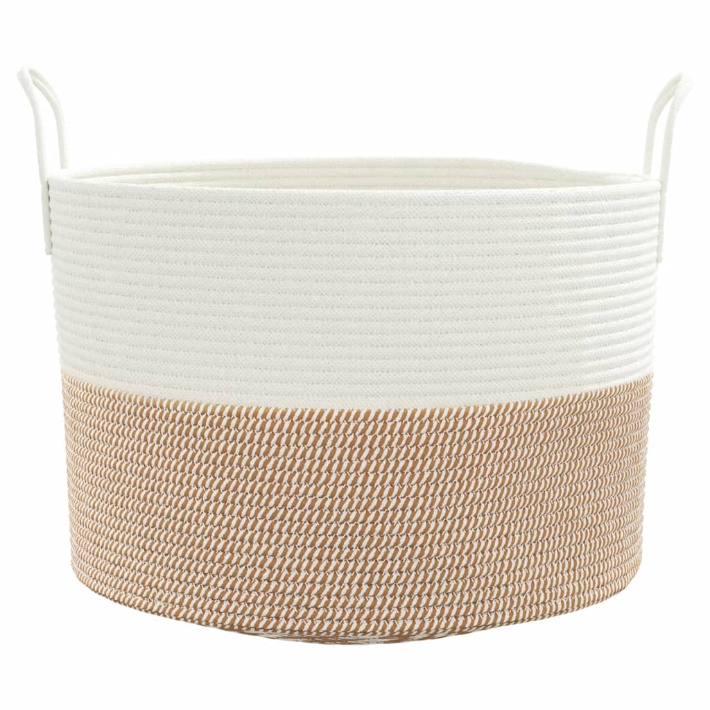Cesto de arrumação ø51x33 cm algodão castanho e branco