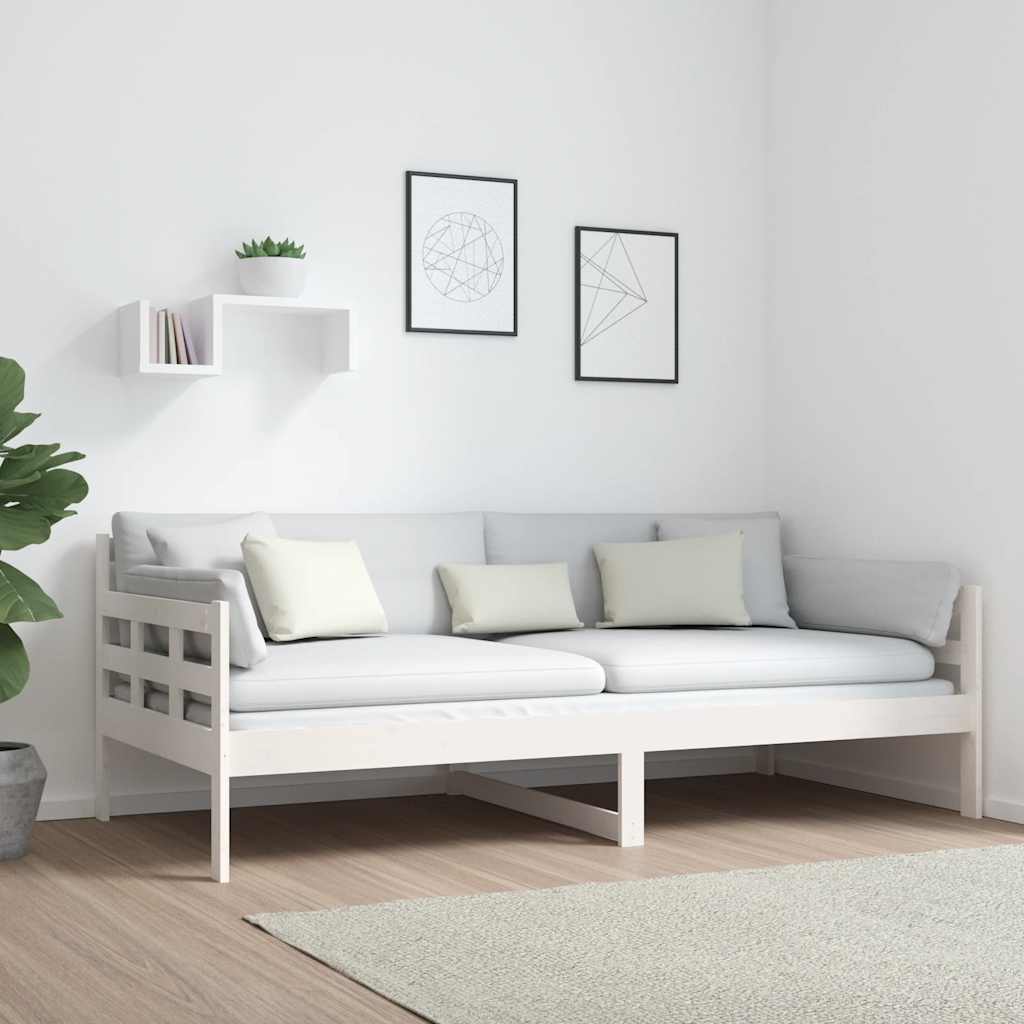 Sofá-cama 90x190 cm madeira de pinho maciça branco