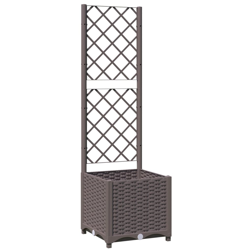 Vaso/floreira jardim c/ treliça 40x40x136 cm PP castanho