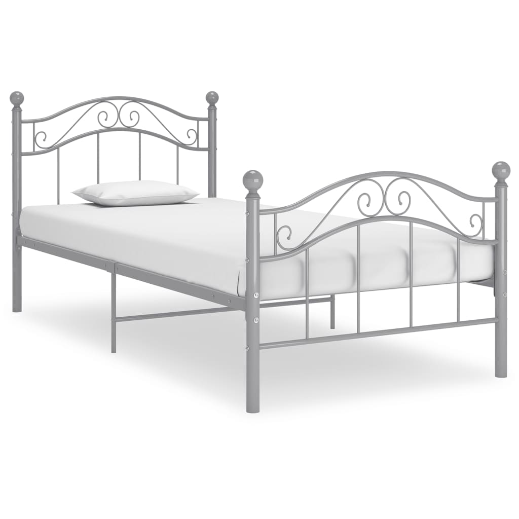 Estrutura de cama 100x200 cm metal cinzento