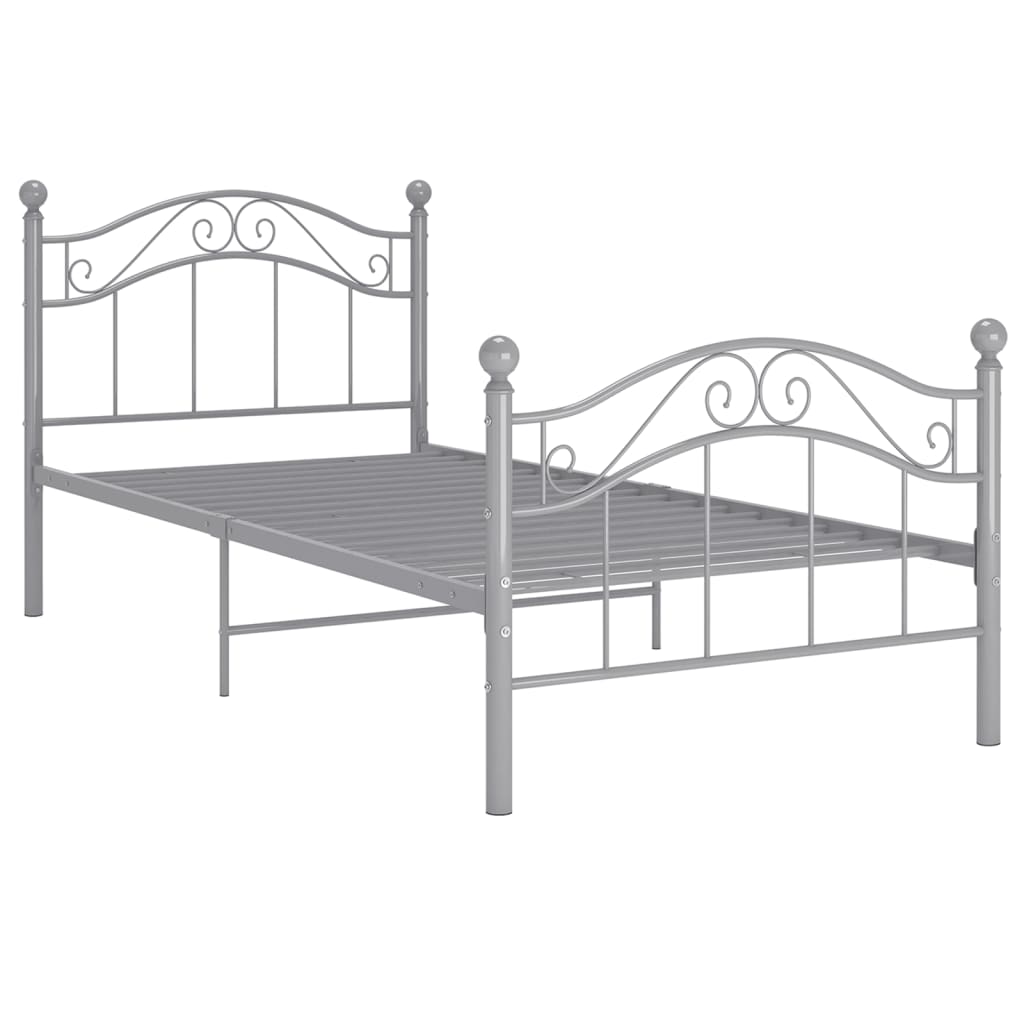 Estrutura de cama 100x200 cm metal cinzento