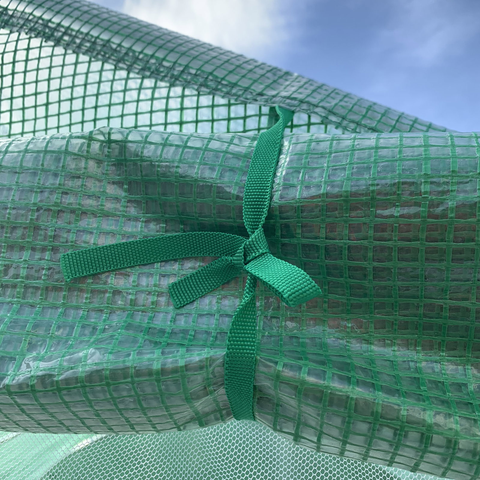 Estufa de Túnel 3,5x3x2m Estufa de Jardim com Porta e 6 Janelas Enroláveis de Polietileno Metal Galvanizado para Cultivos de Pla
