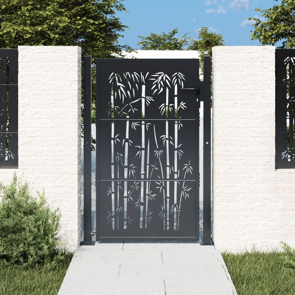 Portão de jardim 100x125 cm aço design bambu antracite