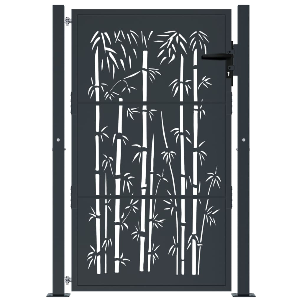 Portão de jardim 100x125 cm aço design bambu antracite