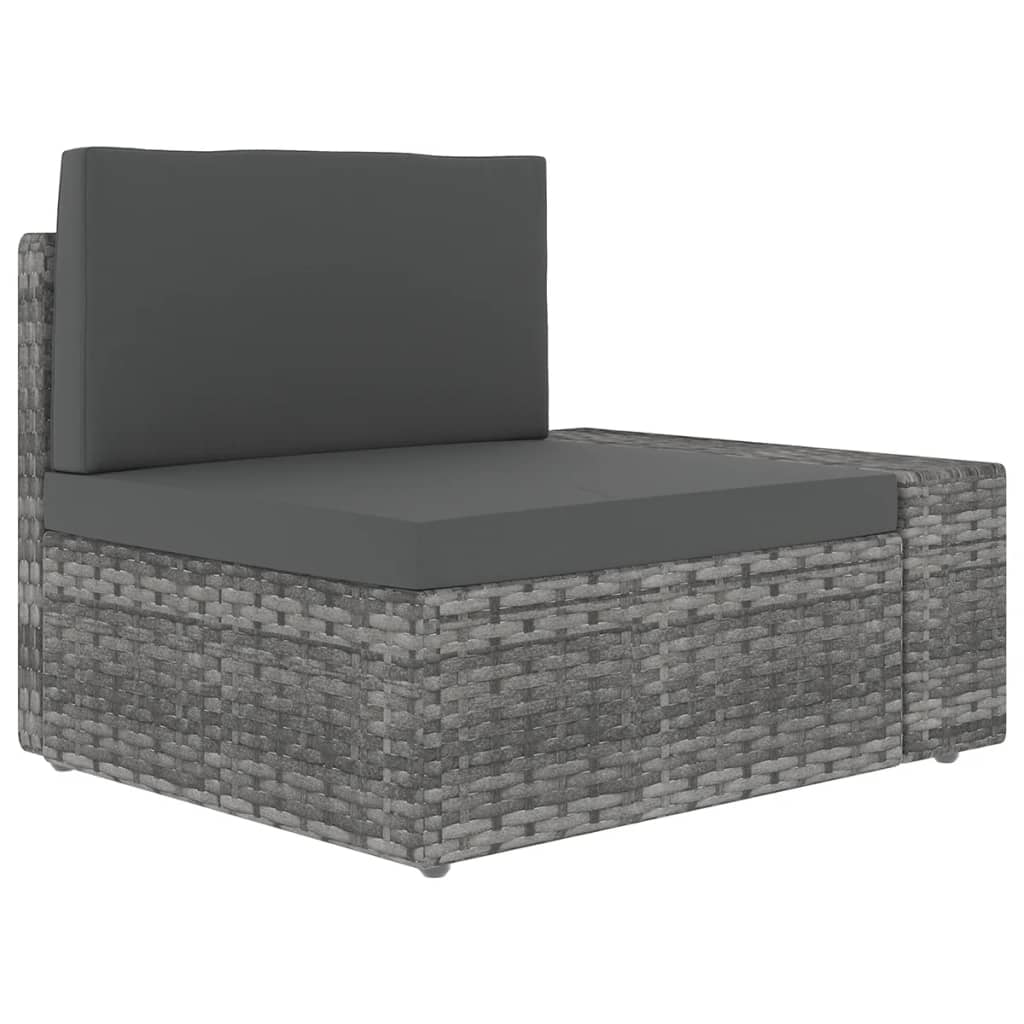 5 Pcs conjunto lounge de jardim c/ almofadões vime PE cinzento
