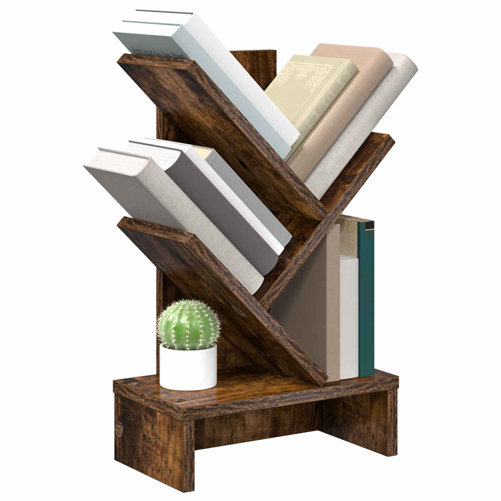 Estante de livros em árvore 3 níveis 30 x 18 x 48 cm