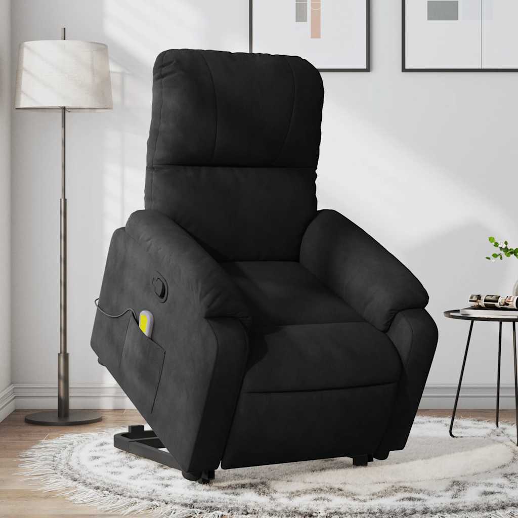 Poltrona de massagens reclinável elevatória microfibra preto