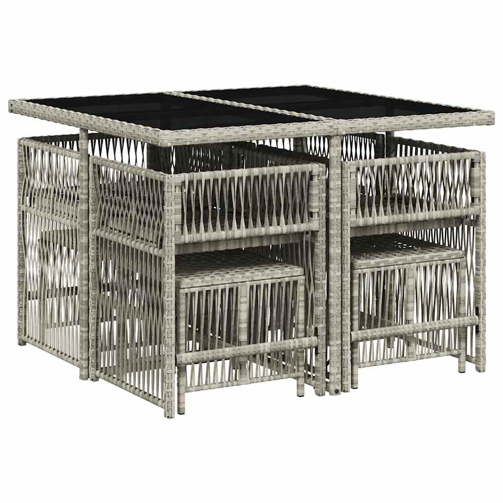 9 Pcs conjunto de jantar p/ jardim c/ almofadões cinzento claro