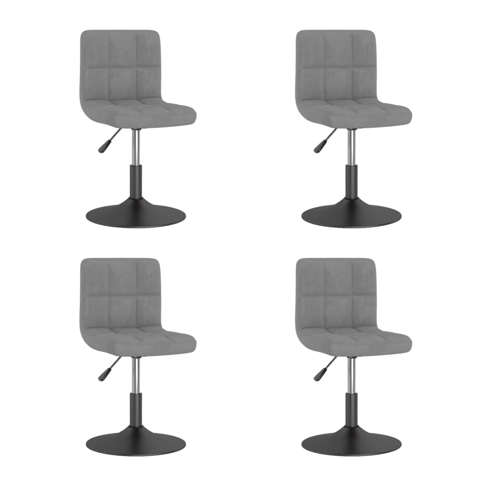 Cadeiras de jantar giratórias 4 pcs veludo cinzento-claro