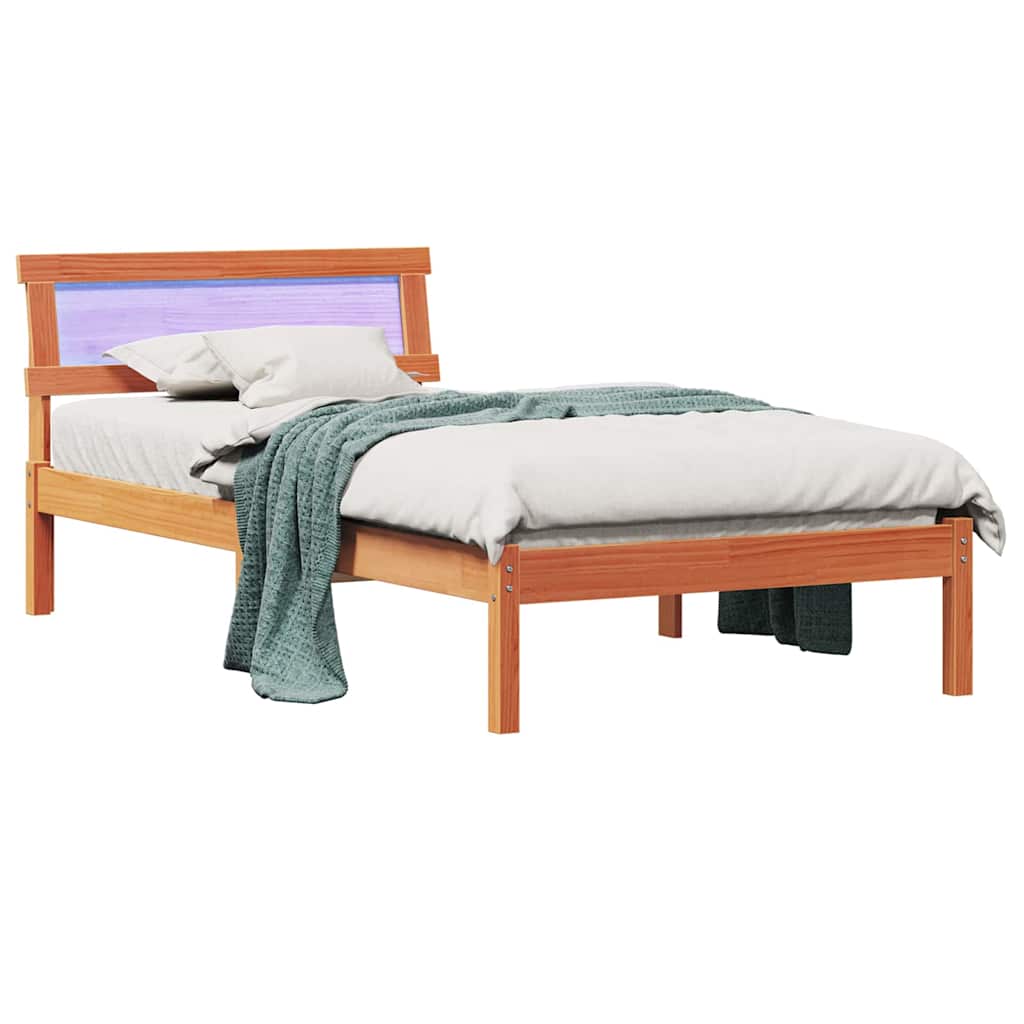 Estrutura da cama com cabeceira marrom cera 100 x 200 cm