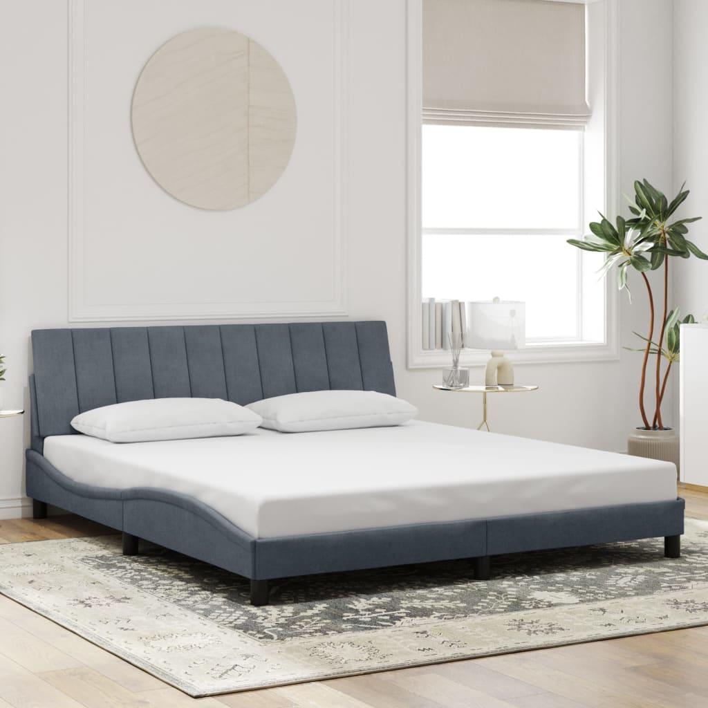 Estrutura de cama com LED sem colchão hanko 180x200cm veludo cinzento-escuro