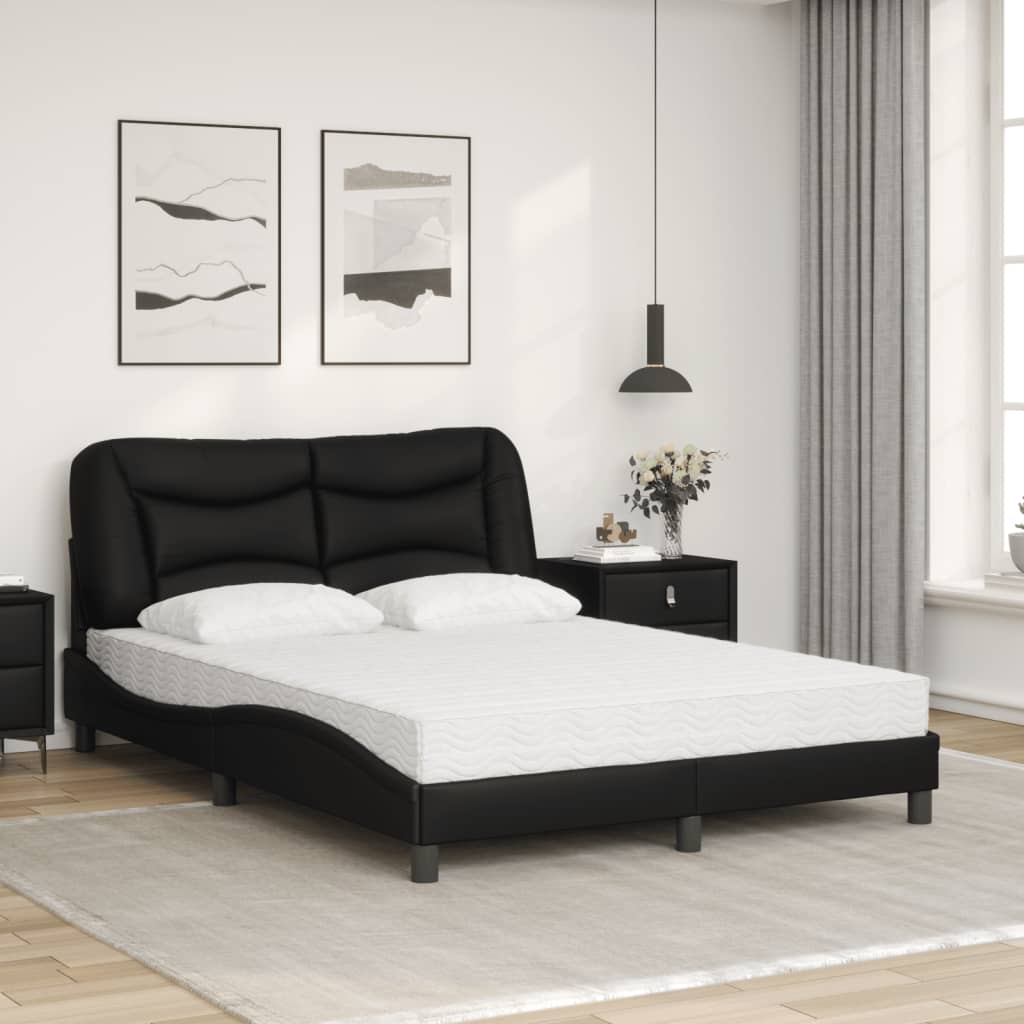 Cama com colchão hvar 140x190 cm couro artificial preto