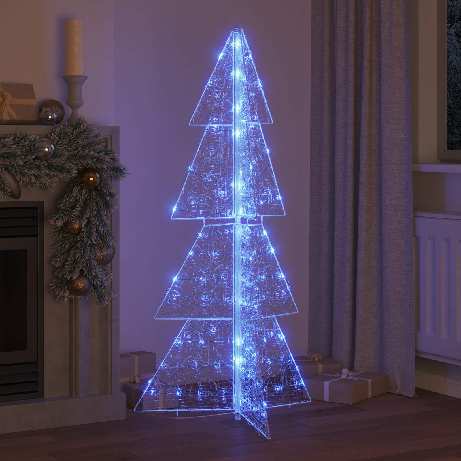 Árvore de natal com 160 leds azul 150 cm acrílo