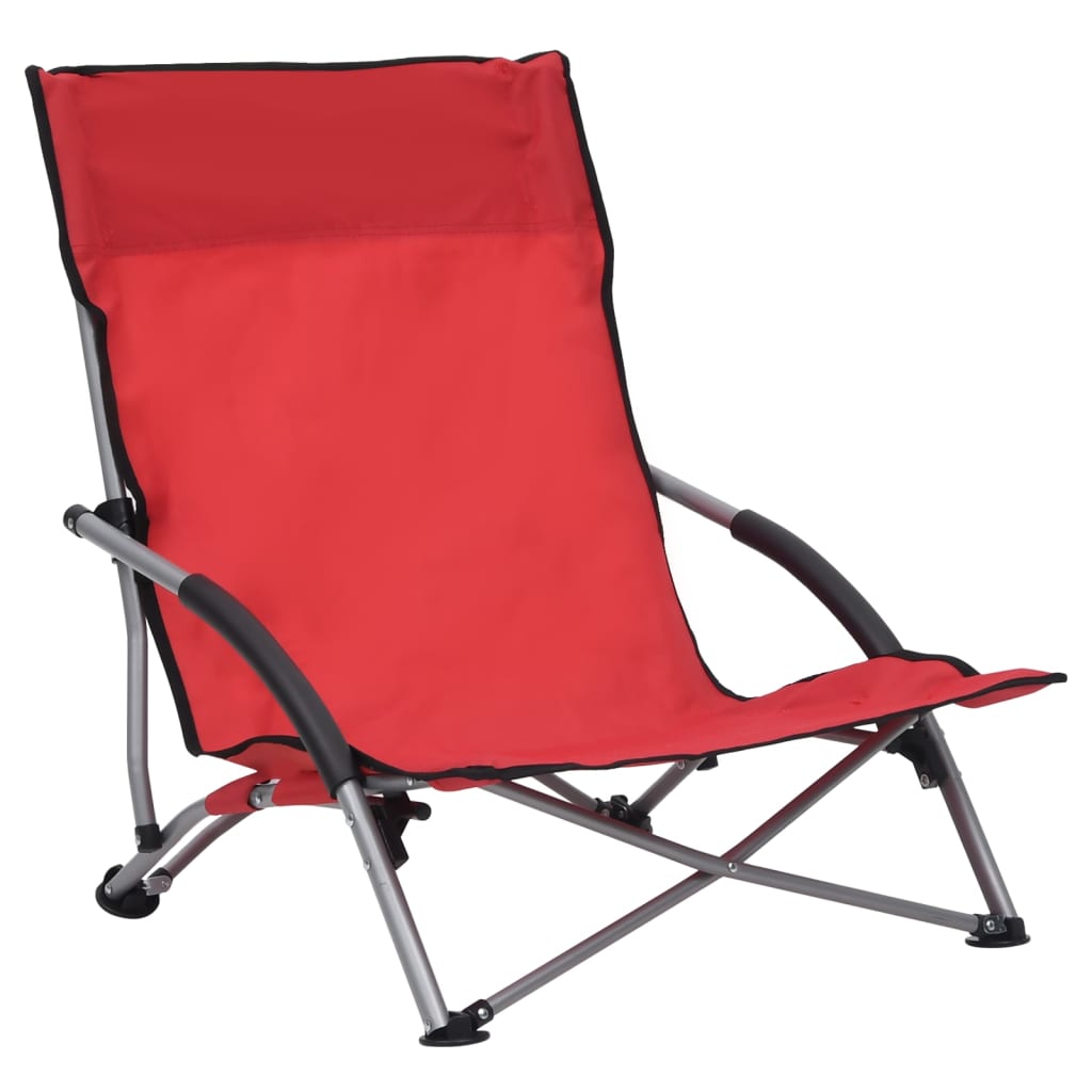 Cadeiras de praia dobráveis 2 pcs tecido vermelho