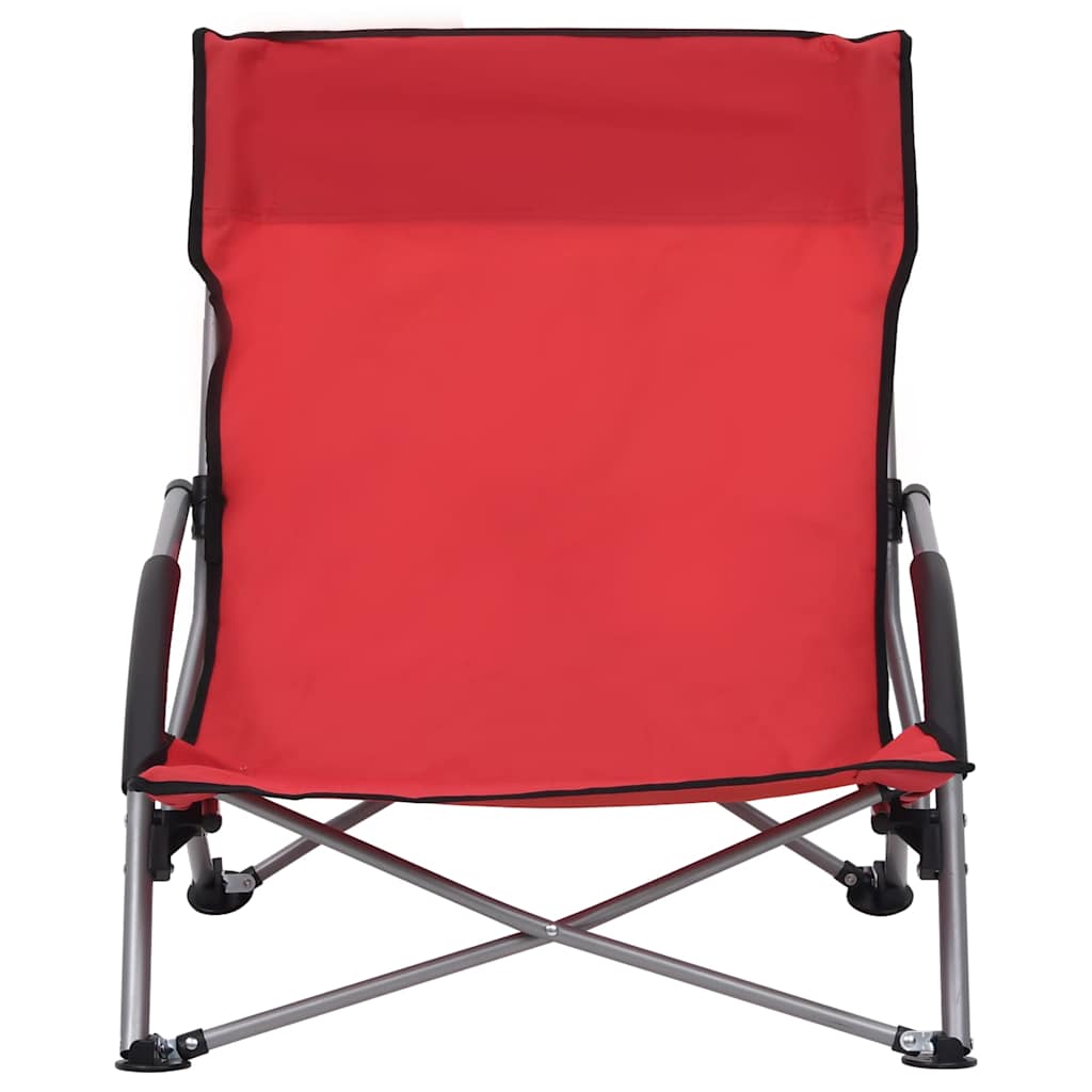 Cadeiras de praia dobráveis 2 pcs tecido vermelho