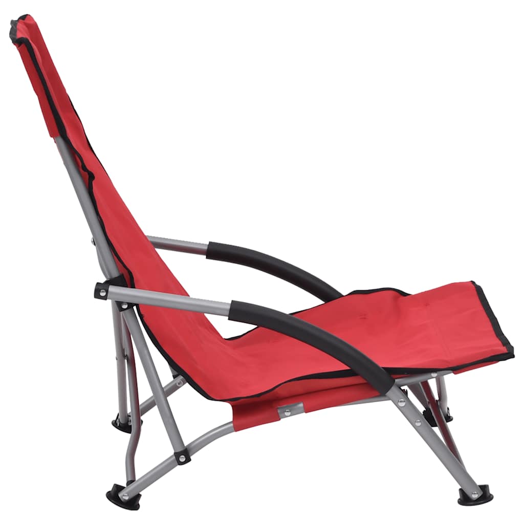 Cadeiras de praia dobráveis 2 pcs tecido vermelho