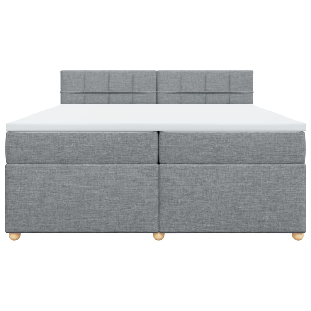 Cama com molas/colchão 200x200 cm tecido cinza-claro