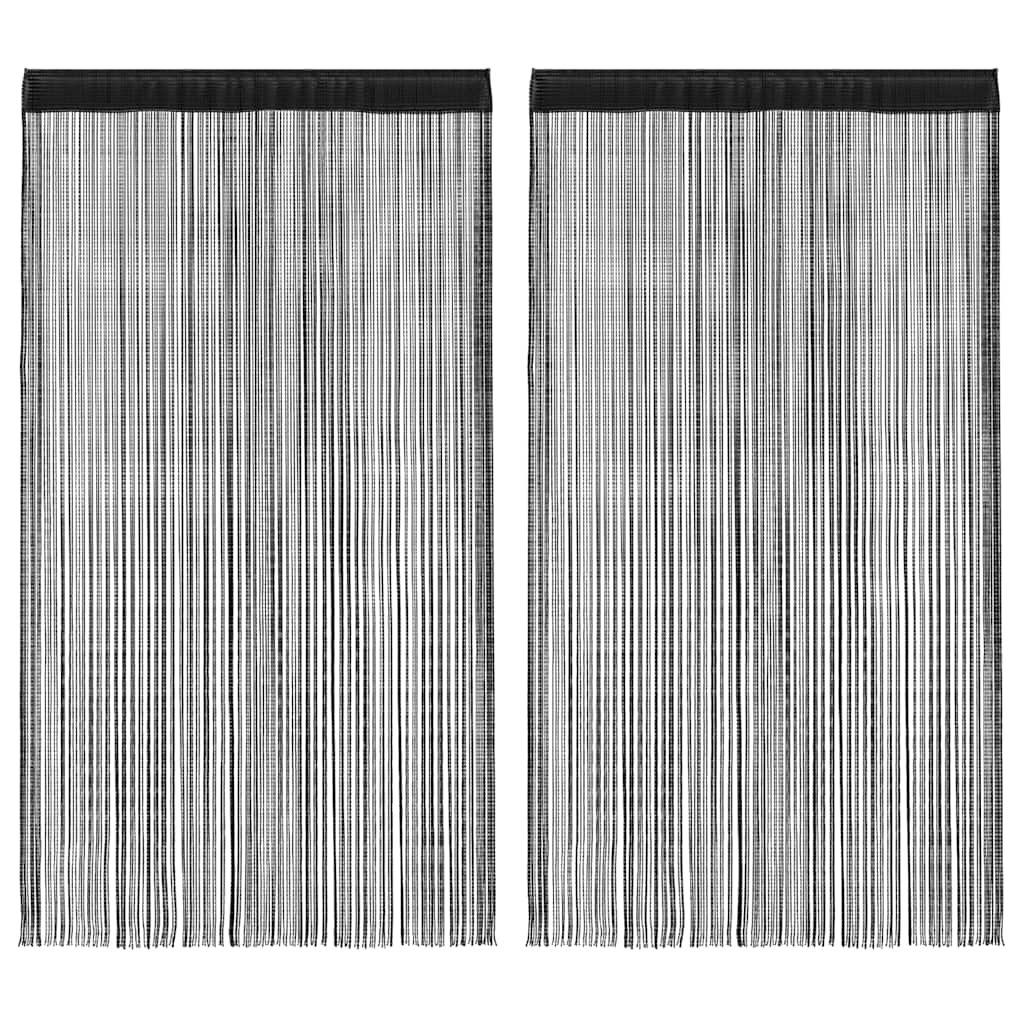Cortinas de fios 2 pcs 100x250 cm preto