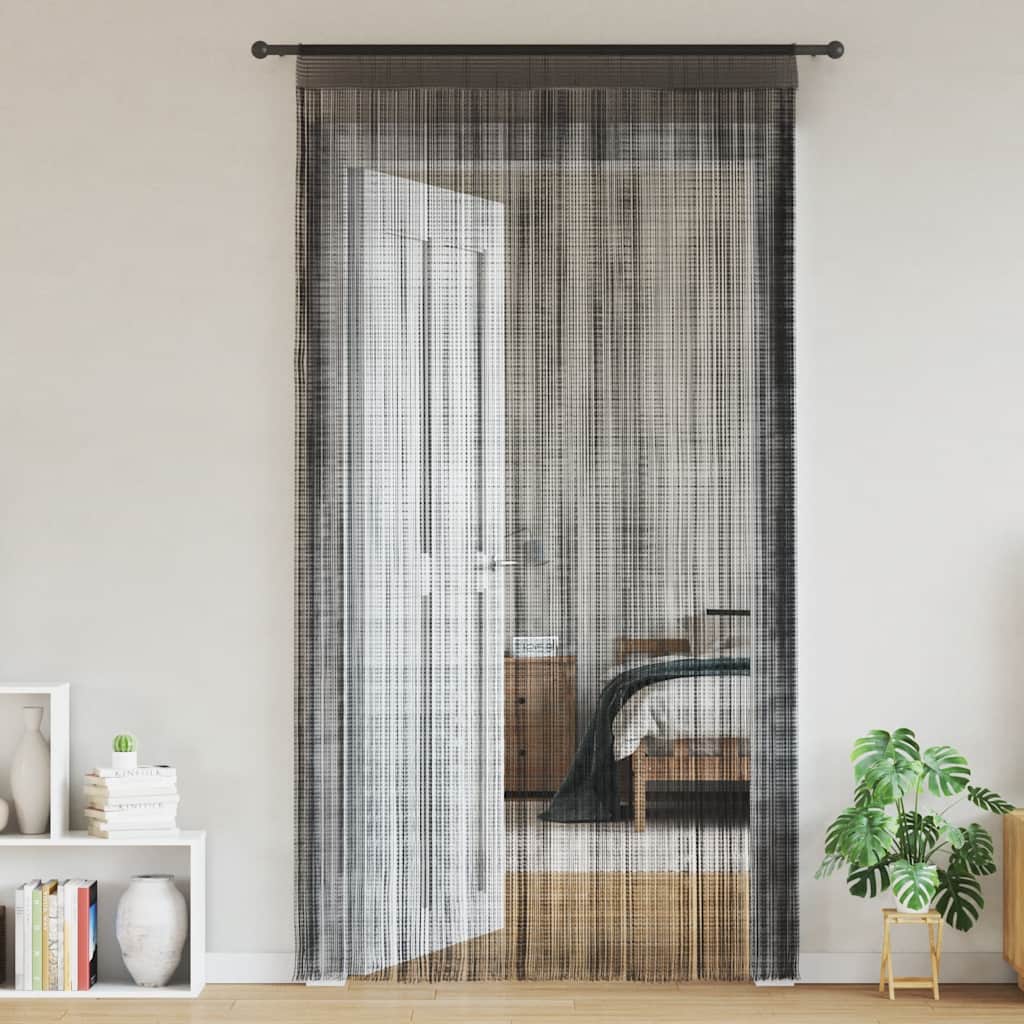 Cortinas de fios 2 pcs 100x250 cm preto