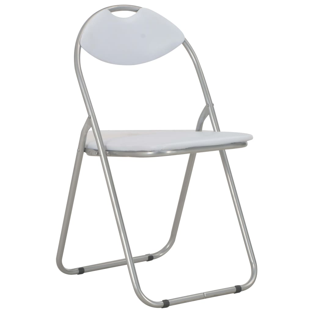 Cadeiras de jantar dobráveis 6 pcs couro artificial branco