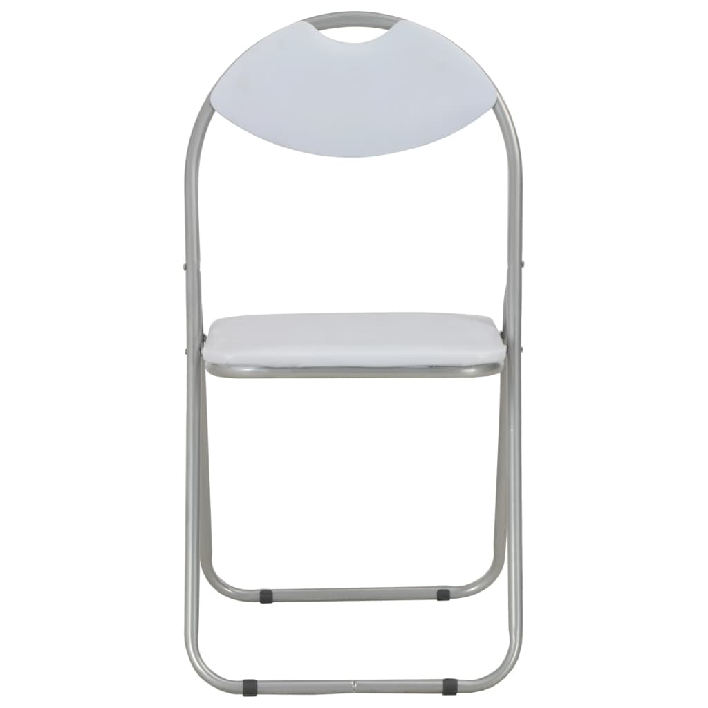 Cadeiras de jantar dobráveis 6 pcs couro artificial branco