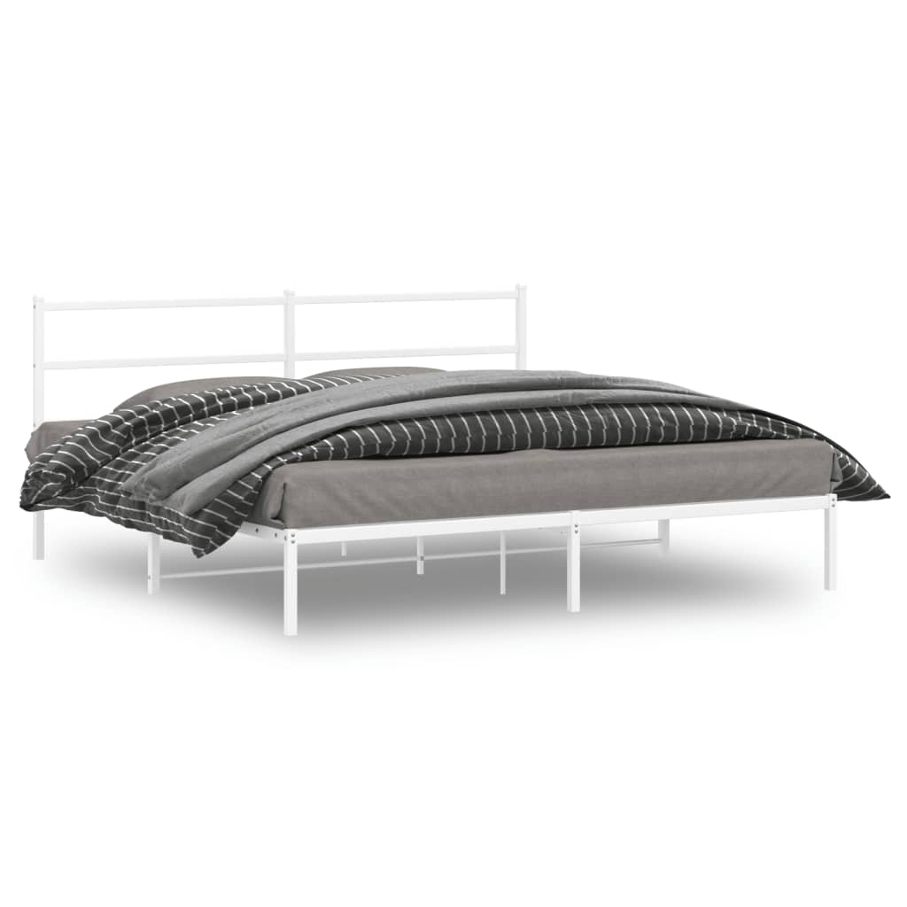 Estrutura de cama com cabeceira 193x203 cm metal branco