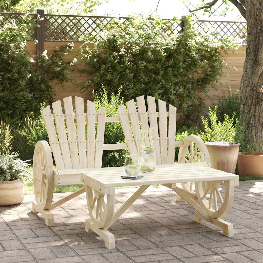 2 Pcs conjunto lounge de jardim madeira de abeto maciça