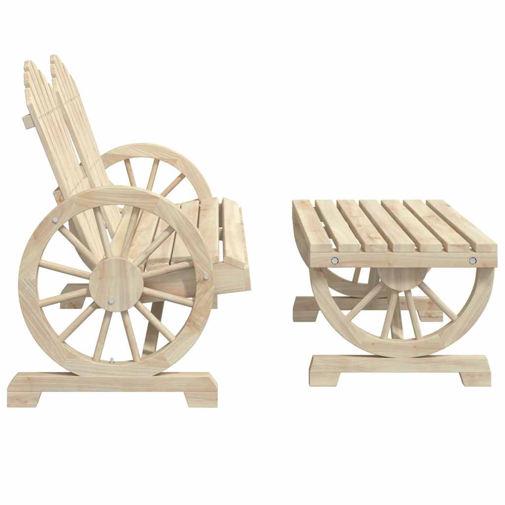 2 Pcs conjunto lounge de jardim madeira de abeto maciça